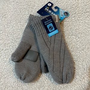 Wmn Heather Grey Isotoner Mittens/Gloves NWT One Size Smart-dri Touchscreen Tech
